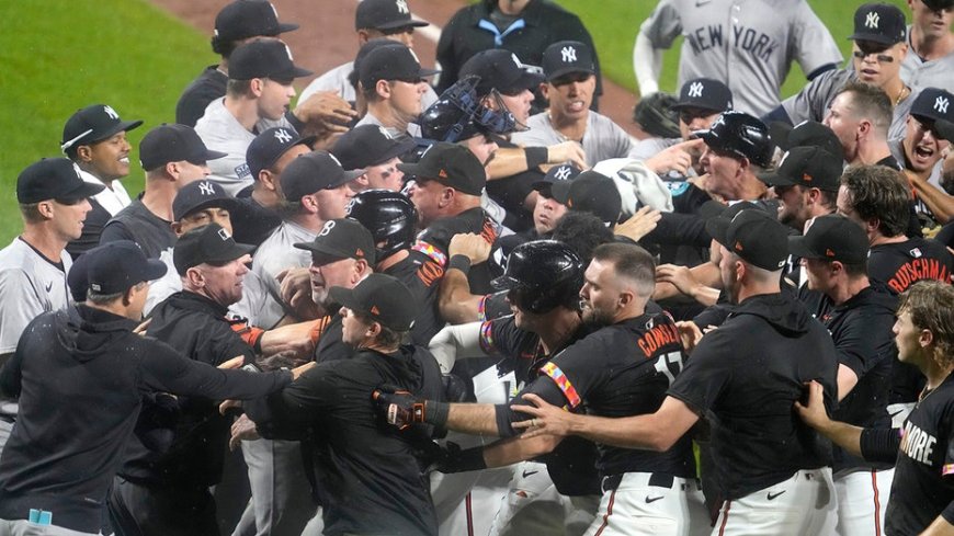 Benches clear between Yankees and Orioles after batter gets hit in head with 96 mph pitch