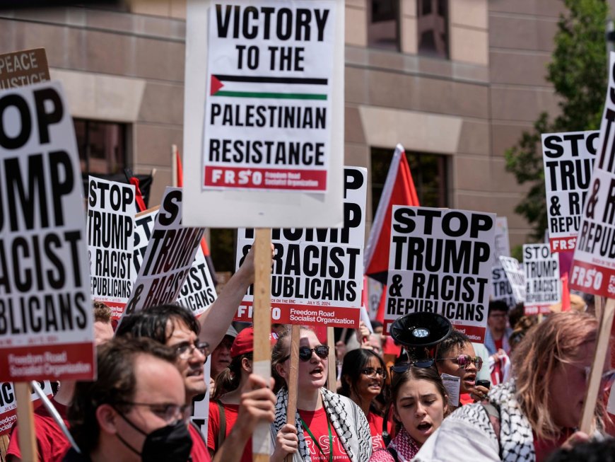 Photos: Gaza, abortion and migrant rights protests outside RNC in US