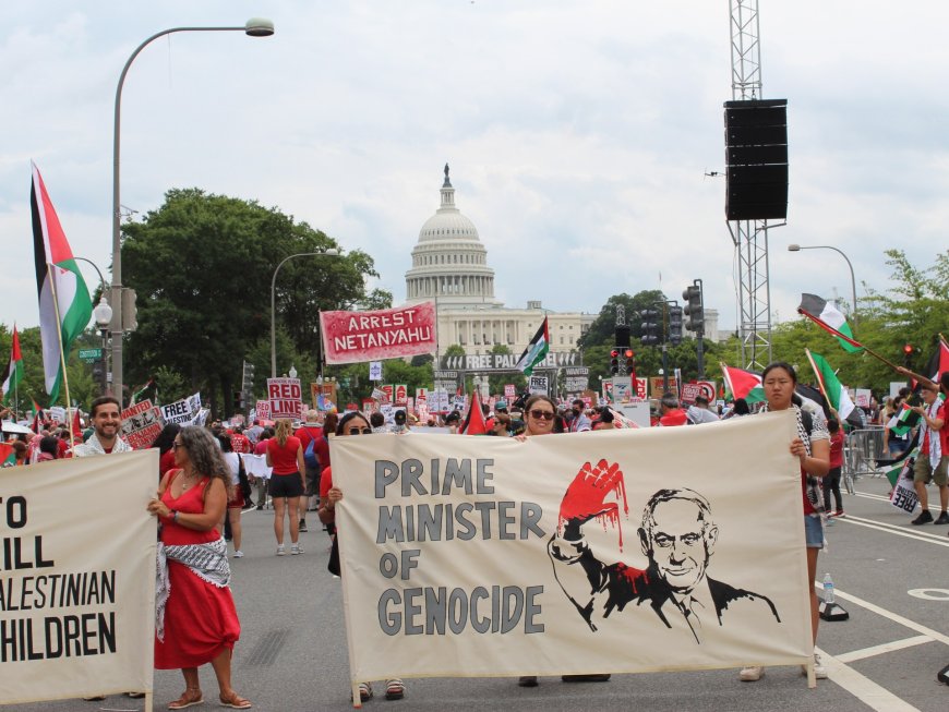 As US Congress cheered for Netanyahu, protesters gathered to denounce him