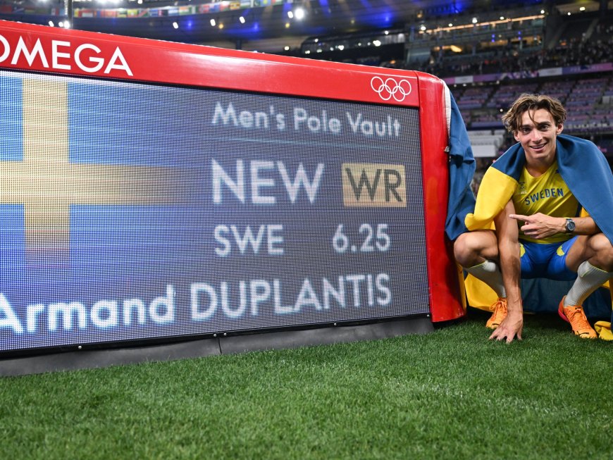 Duplantis sets new world record, retains Olympic pole vault title in Paris