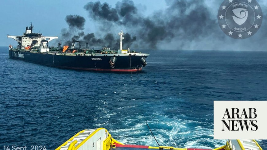 Burning oil tanker safely towed away from Yemen after rebel attacks, EU says